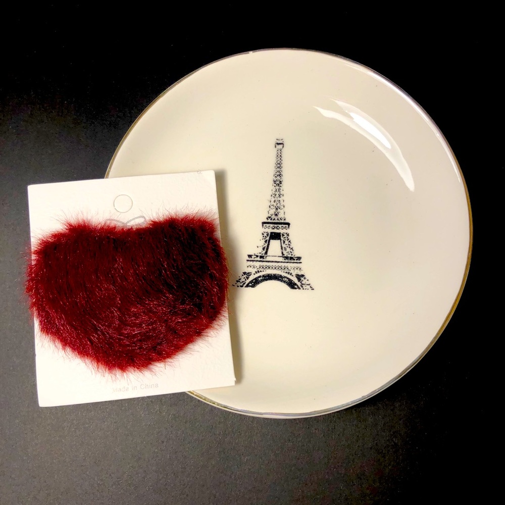 Burgundy Heart Faux Fur Hair Clip